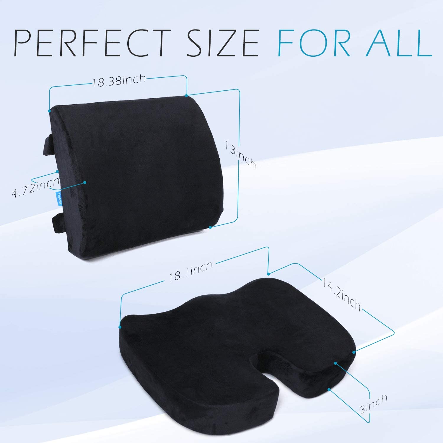 Qutool Coccyx Orthopedic Seat Cushion and Lumbar Support Pillow for Office  Chair Memory Foam Car Seat Cushion Ergonomic Desk Chair Cushion 