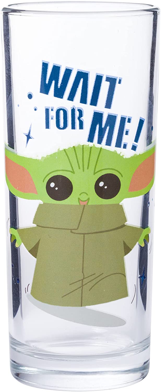 Star Wars: The Mandalorian Grogu with Frog 10-Ounce Tumbler Glasses | Set of 4