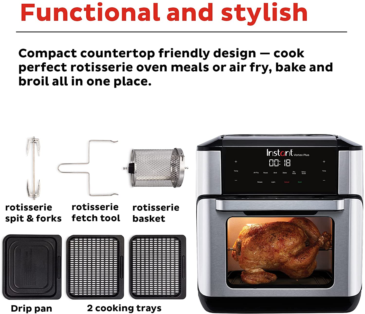 10 in1 Air Fryer 6Qt Smart Electric Hot Airfryer Oven Oilles